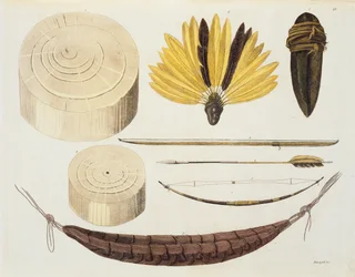 Werkzeuge, Waffen und Utensilien der Puri- und Botocudos-Stämme, Region Rio Grande, Paraguay und Brasilien, aus 